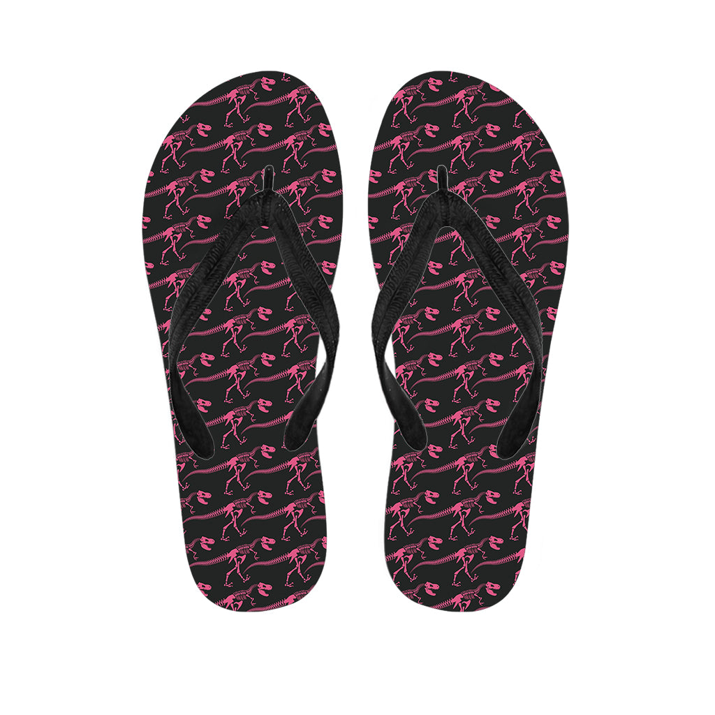 Pink Tyrannosaurus Fossil Pattern Print Flip Flops