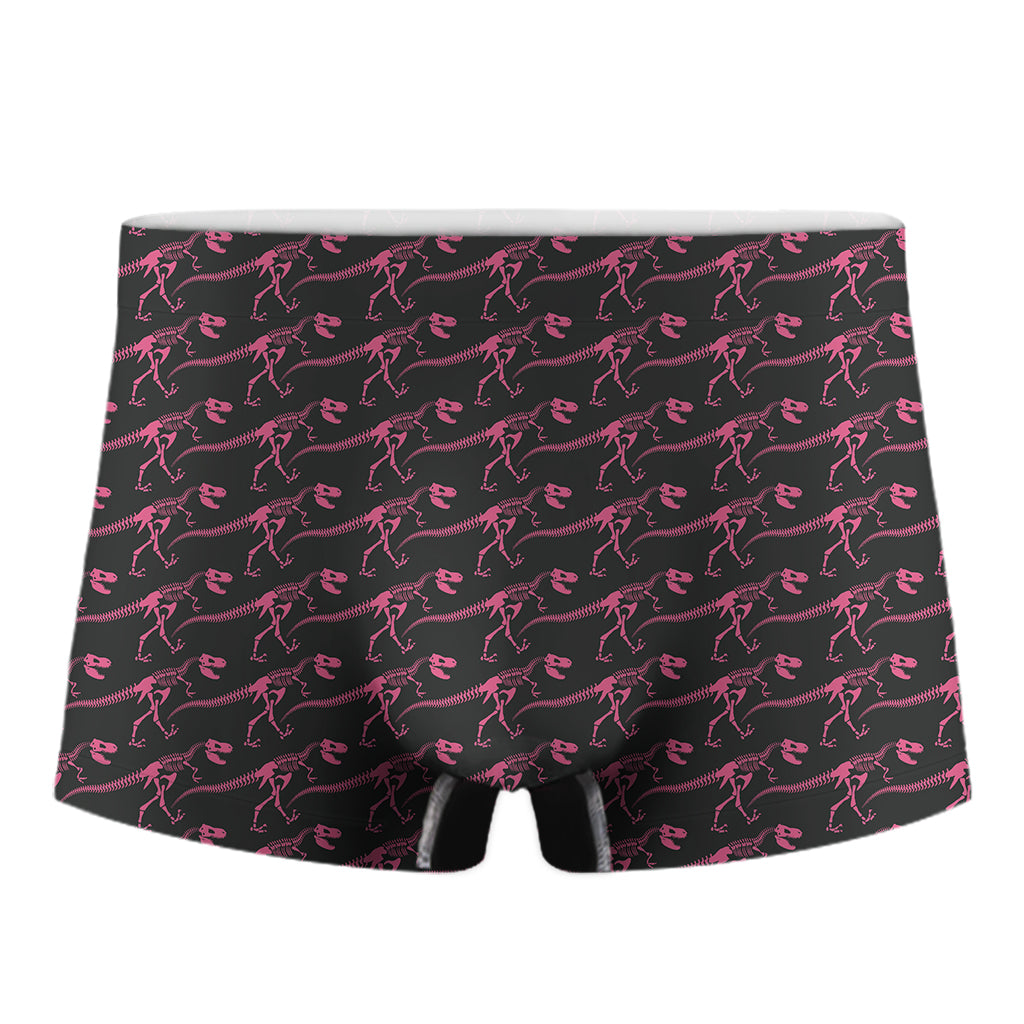 Pink Tyrannosaurus Fossil Pattern Print Men's Boxer Briefs