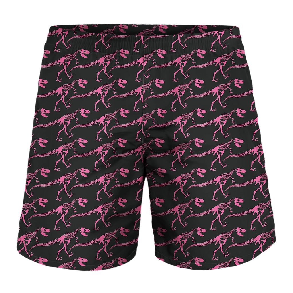 Pink Tyrannosaurus Fossil Pattern Print Men's Shorts