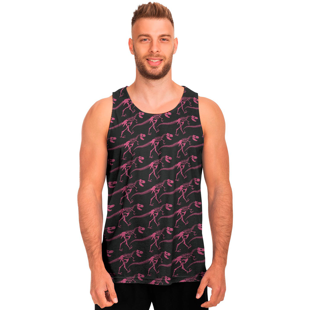 Pink Tyrannosaurus Fossil Pattern Print Men's Tank Top