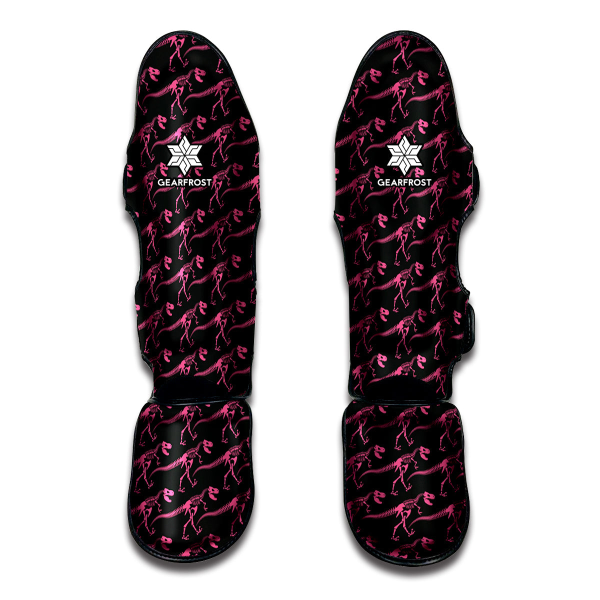 Pink Tyrannosaurus Fossil Pattern Print Muay Thai Shin Guards