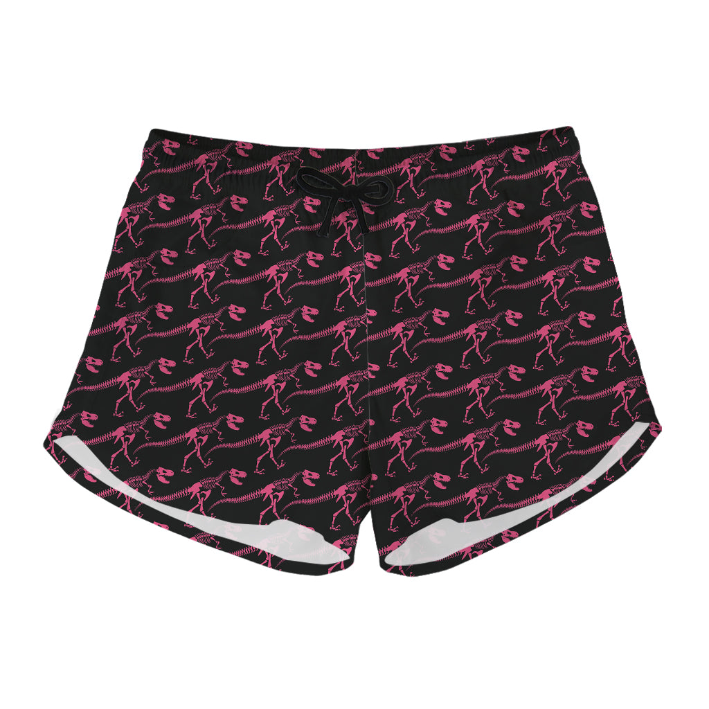 Pink Tyrannosaurus Fossil Pattern Print Women's Shorts