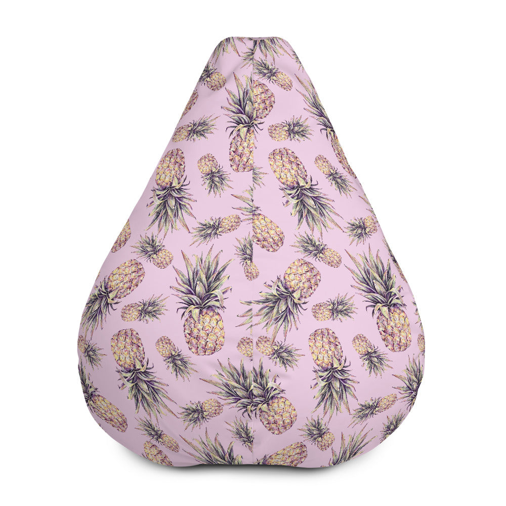 Pink Vintage Pineapple Pattern Print Bean Bag Cover