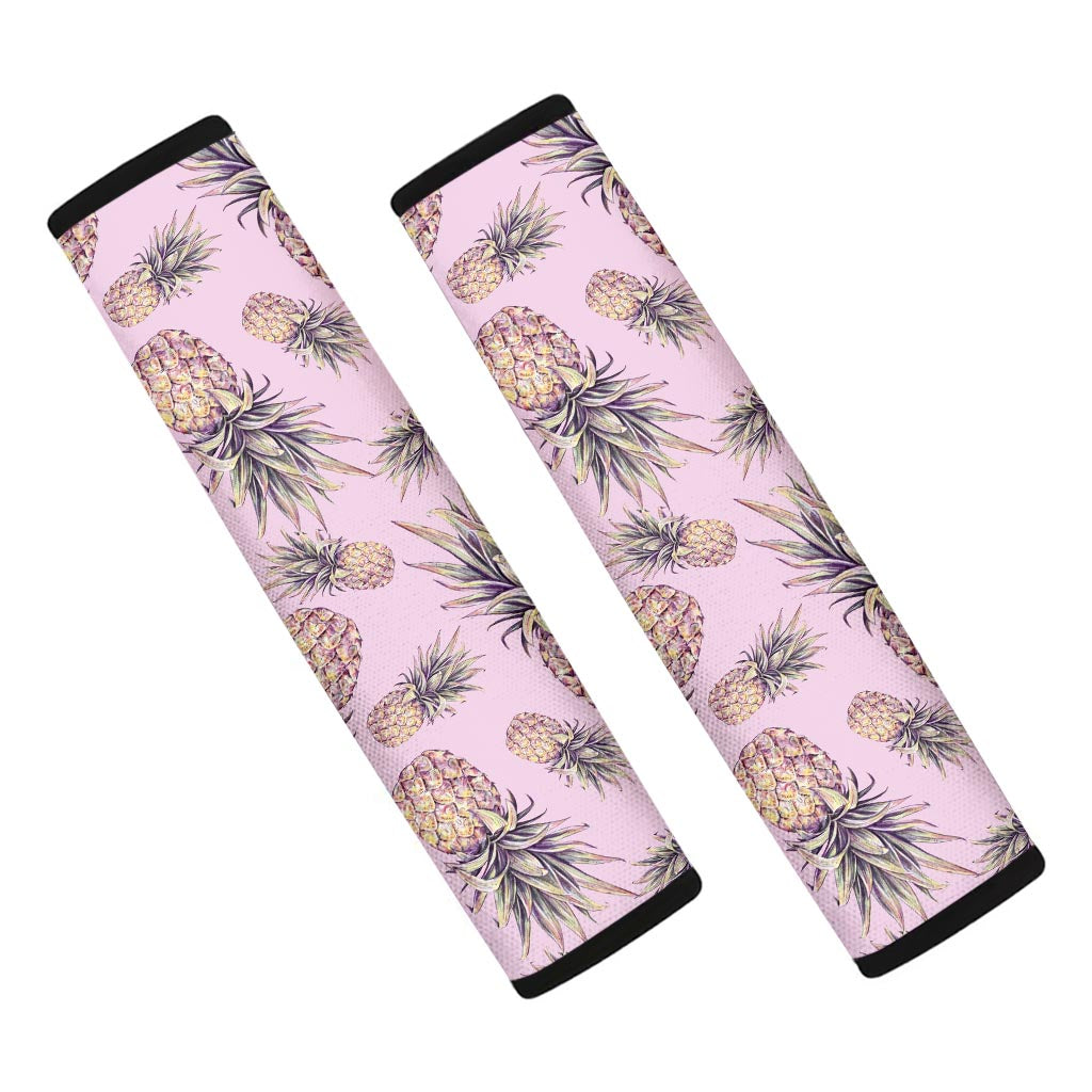 Pink Vintage Pineapple Pattern Print Car Seat Belt Covers