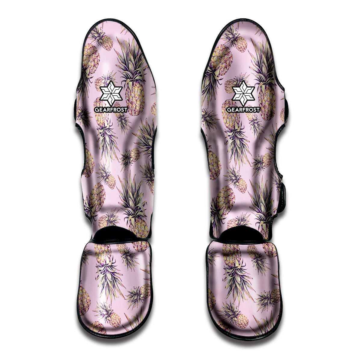 Pink Vintage Pineapple Pattern Print Muay Thai Shin Guards