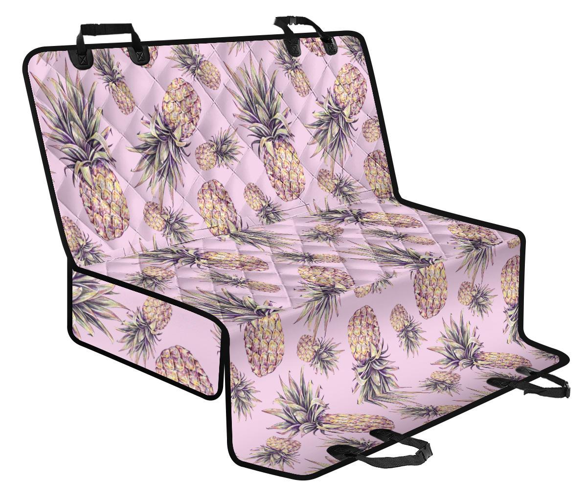 Pink Vintage Pineapple Pattern Print Pet Car Back Seat Cover