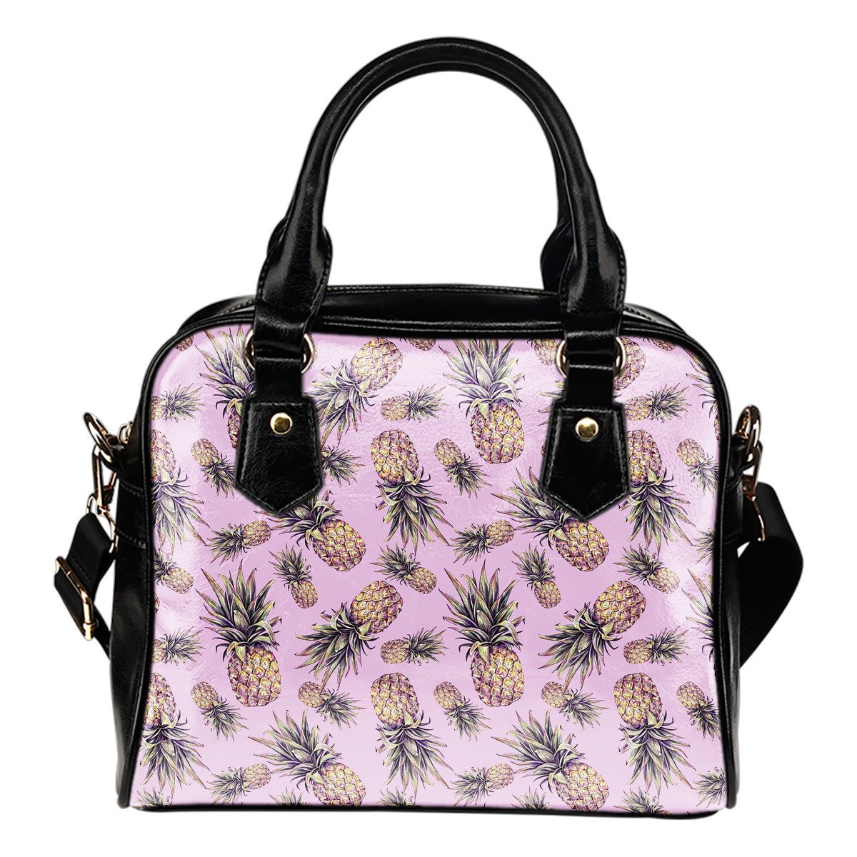 Pink Vintage Pineapple Pattern Print Shoulder Handbag