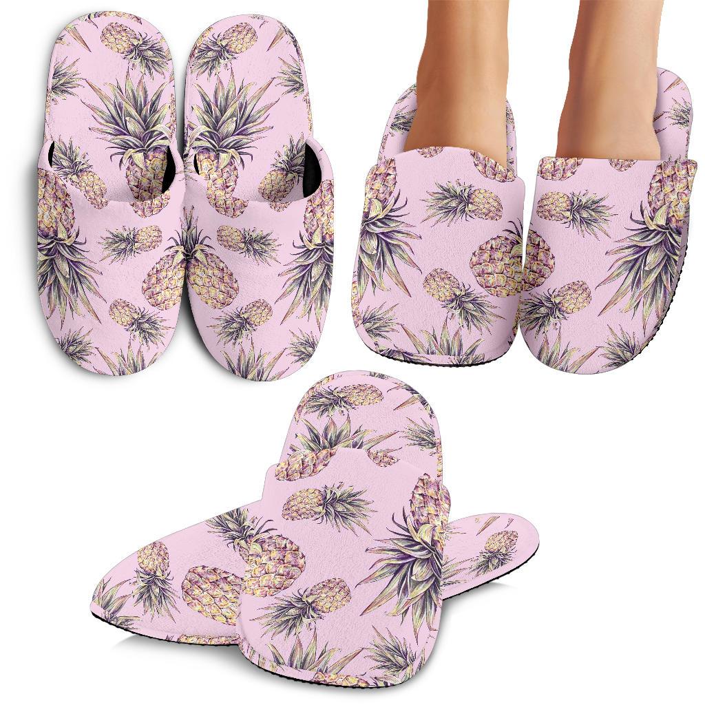 Pink Vintage Pineapple Pattern Print Slippers