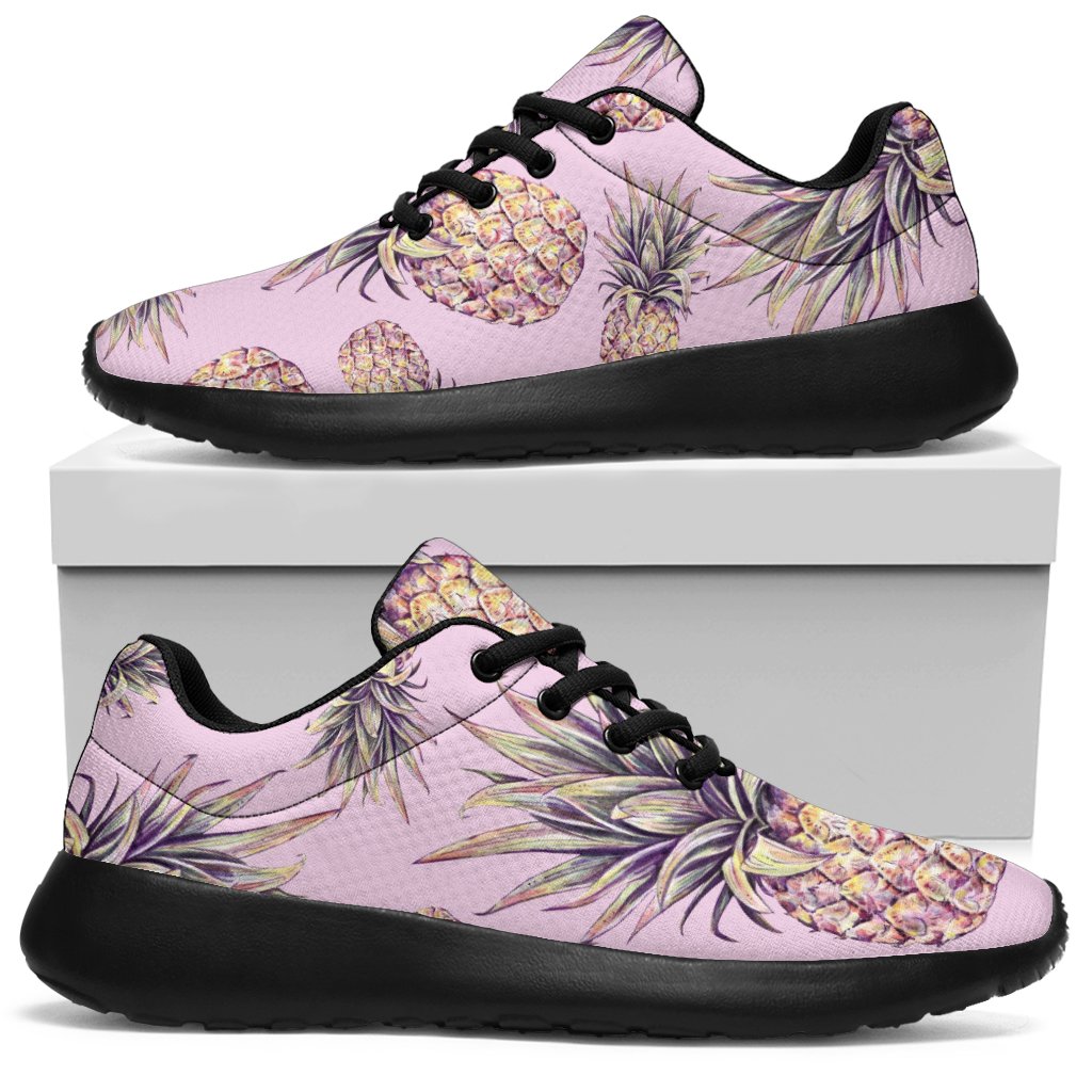 Pink Vintage Pineapple Pattern Print Sport Sneakers