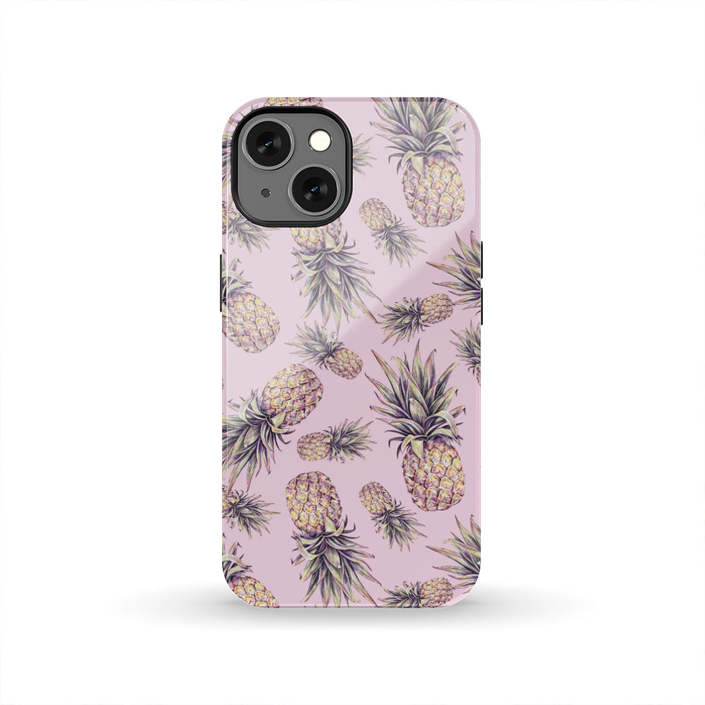 Pink Vintage Pineapple Pattern Print Tough Phone Case