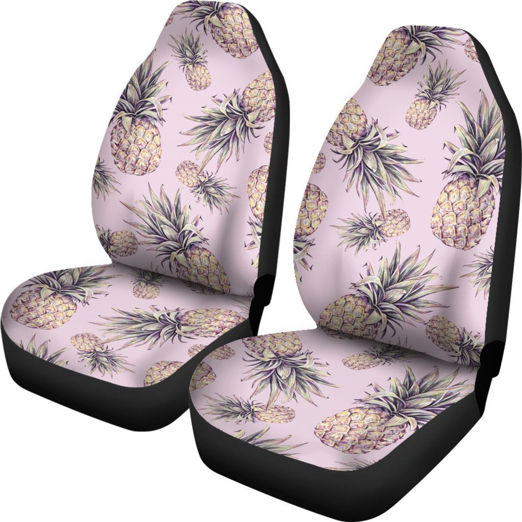 Pink Vintage Pineapple Pattern Print Universal Fit Car Seat Covers