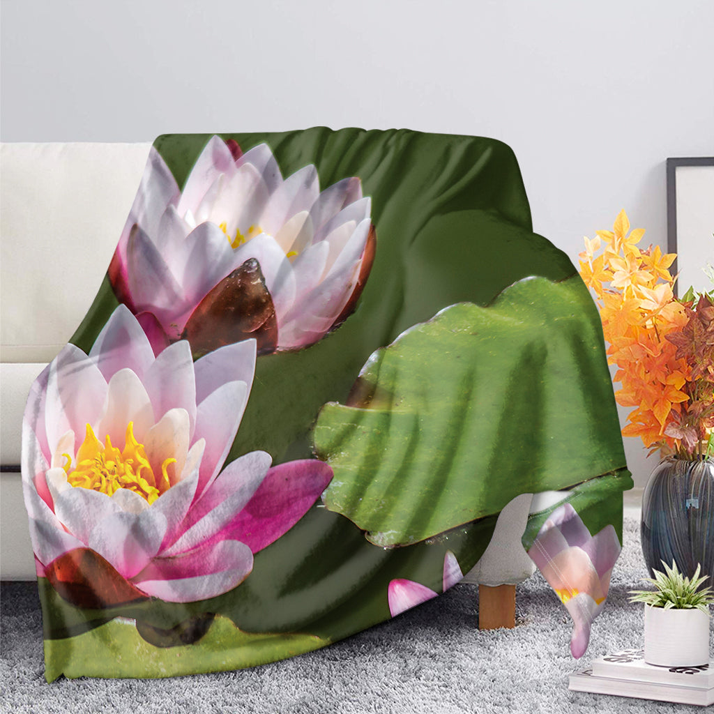 Pink Water Lilies Print Blanket