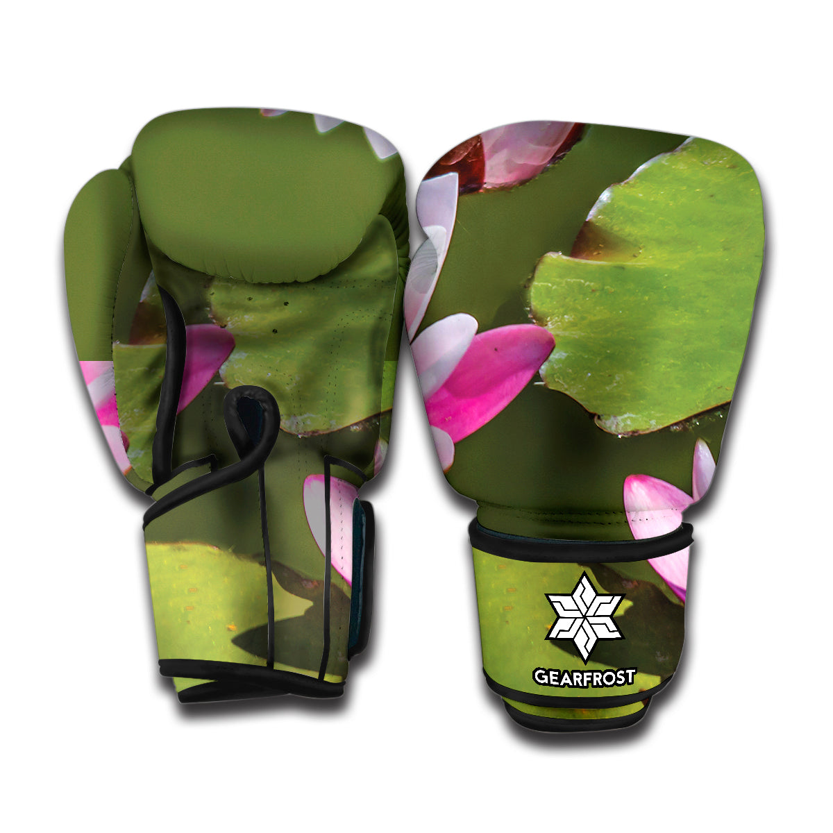 Pink Water Lilies Print Boxing Gloves