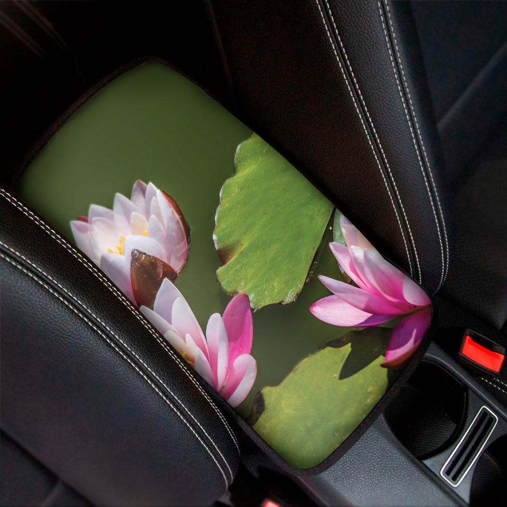 Pink Water Lilies Print Car Center Console Cover