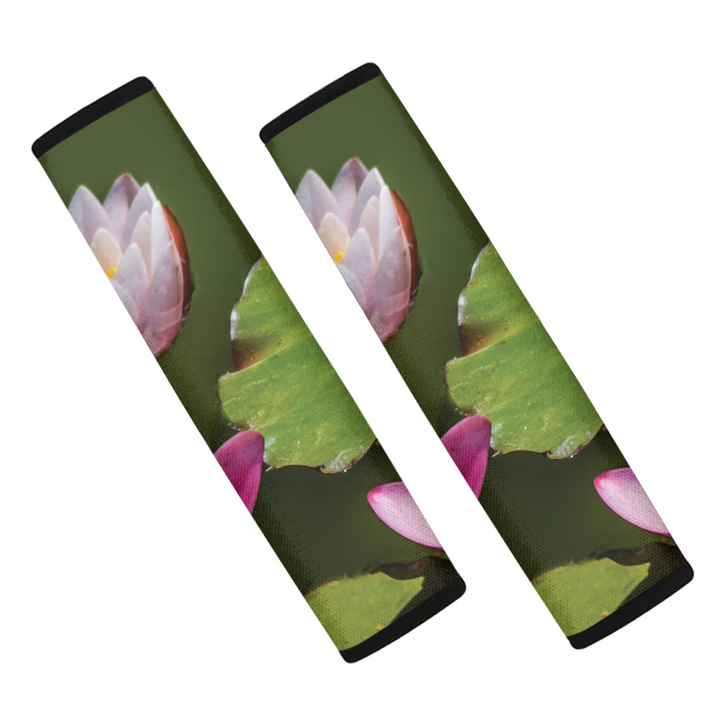 Pink Water Lilies Print Car Seat Belt Covers