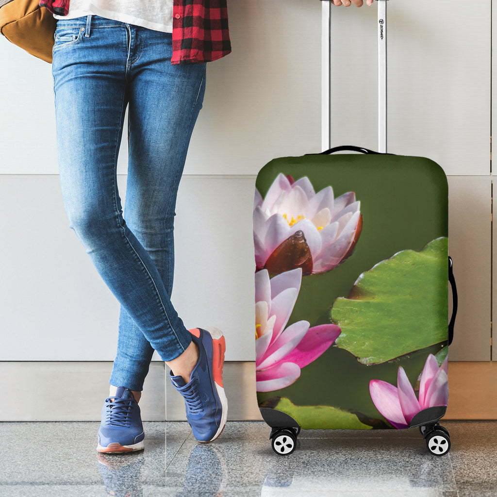 Pink Water Lilies Print Luggage Cover