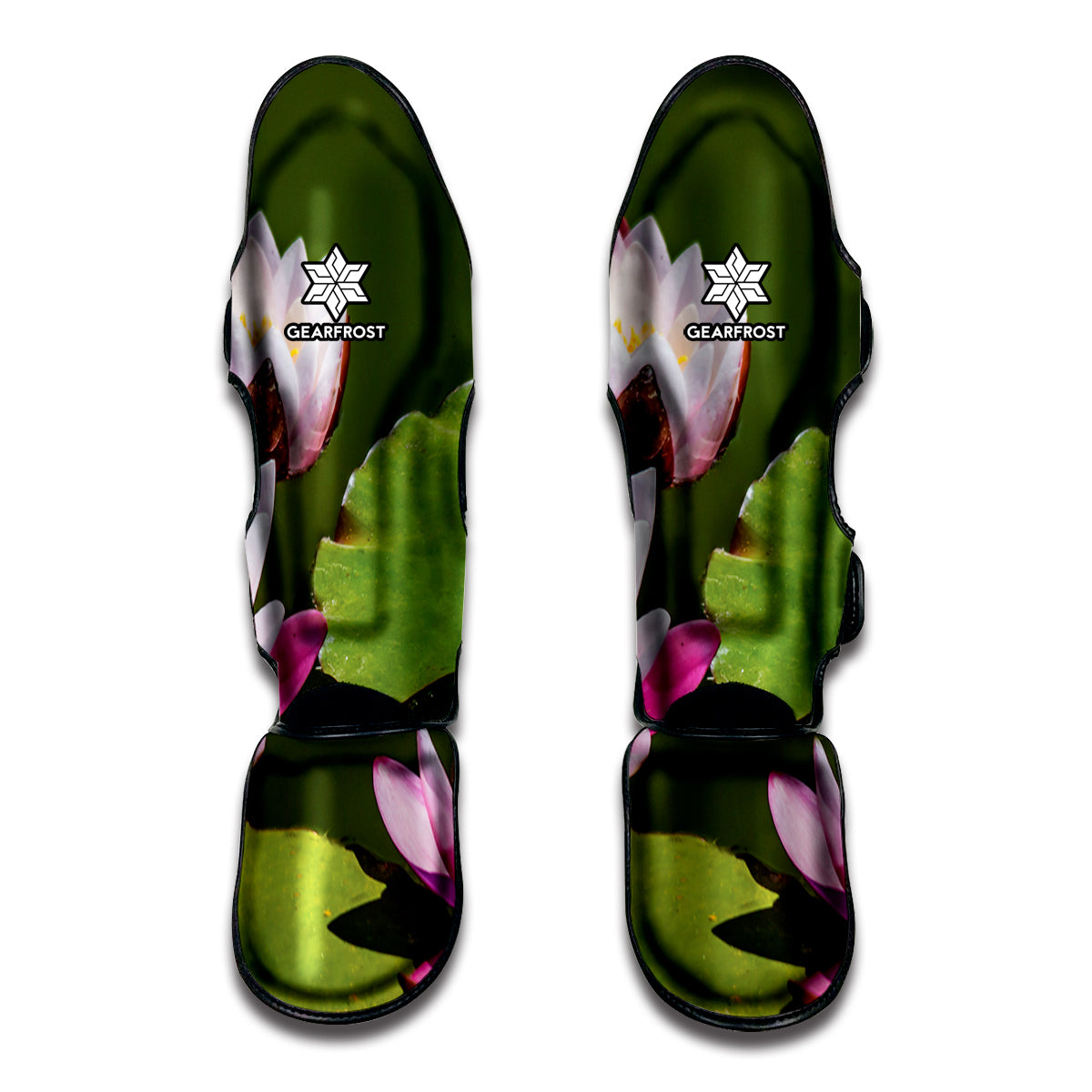 Pink Water Lilies Print Muay Thai Shin Guards