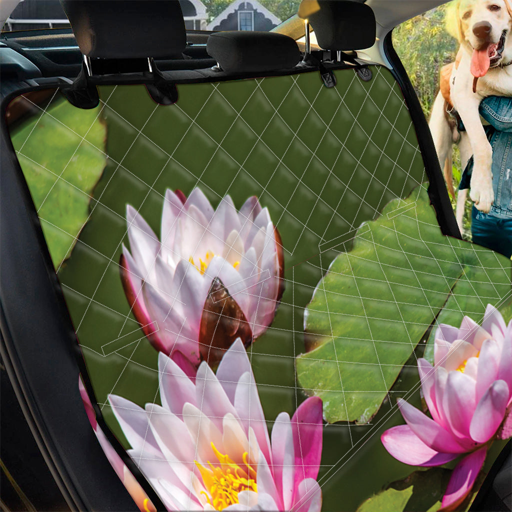 Pink Water Lilies Print Pet Car Back Seat Cover