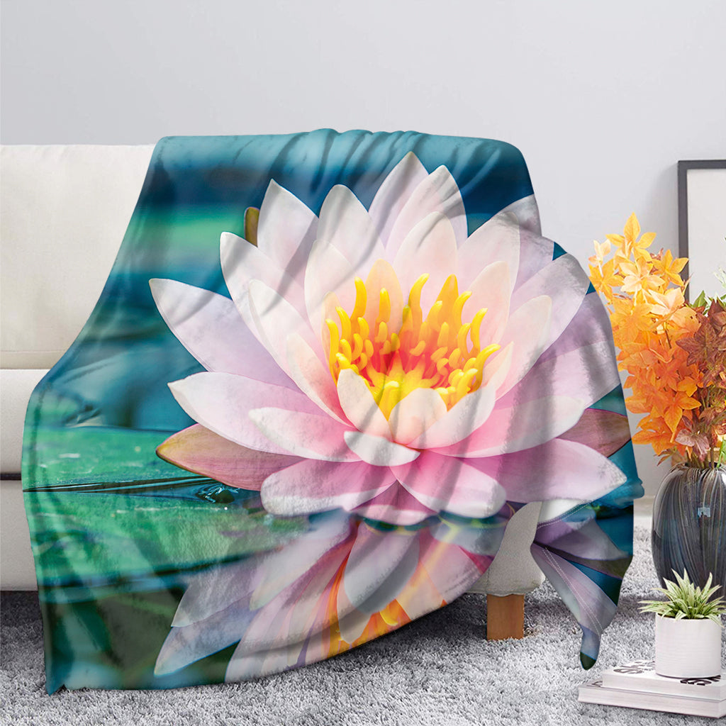 Pink Water Lily Print Blanket