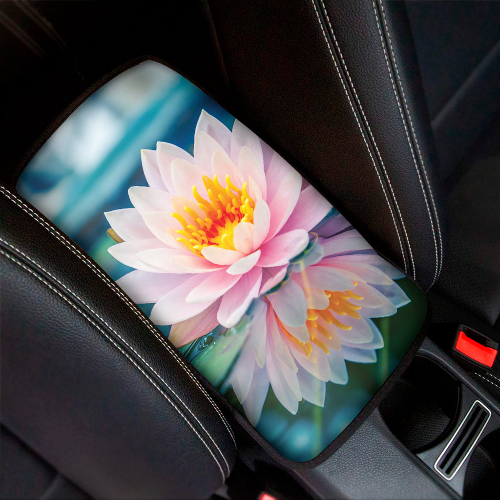 Pink Water Lily Print Car Center Console Cover