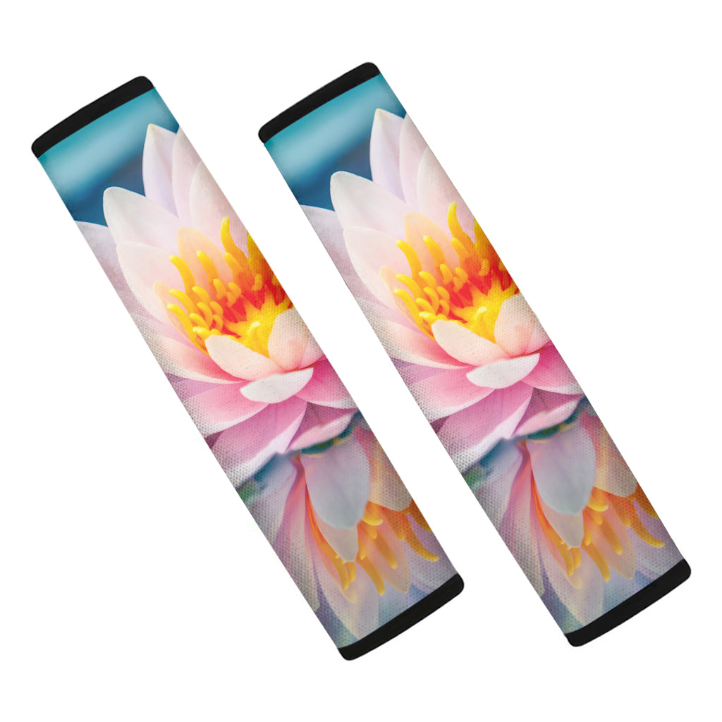 Pink Water Lily Print Car Seat Belt Covers