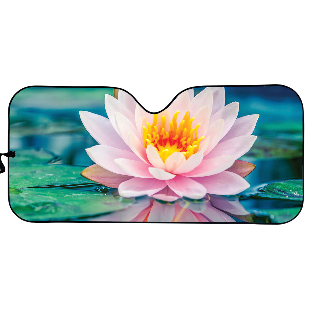 Pink Water Lily Print Car Sun Shade