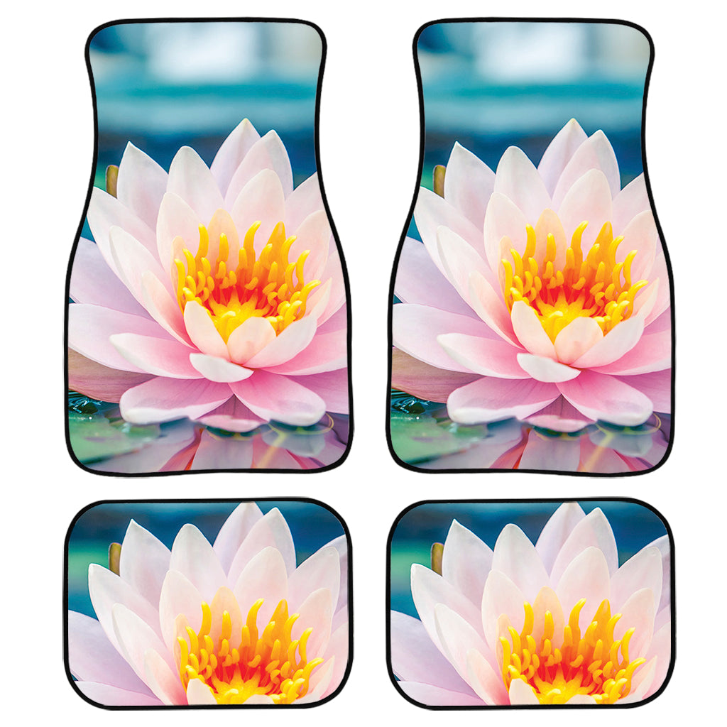 Pink Water Lily Print Front and Back Car Floor Mats