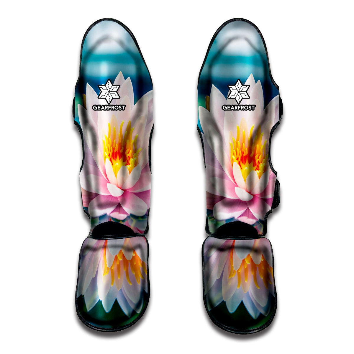 Pink Water Lily Print Muay Thai Shin Guards