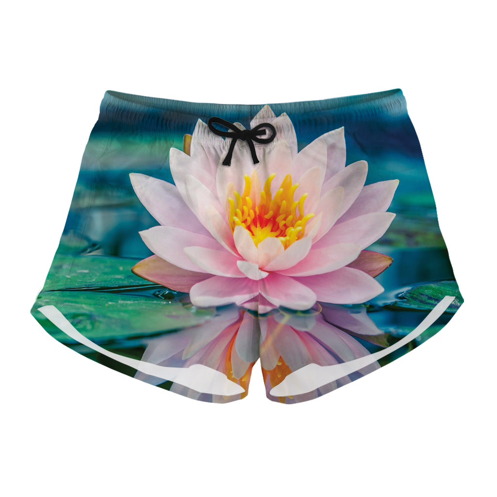 Pink Water Lily Print Women's Shorts