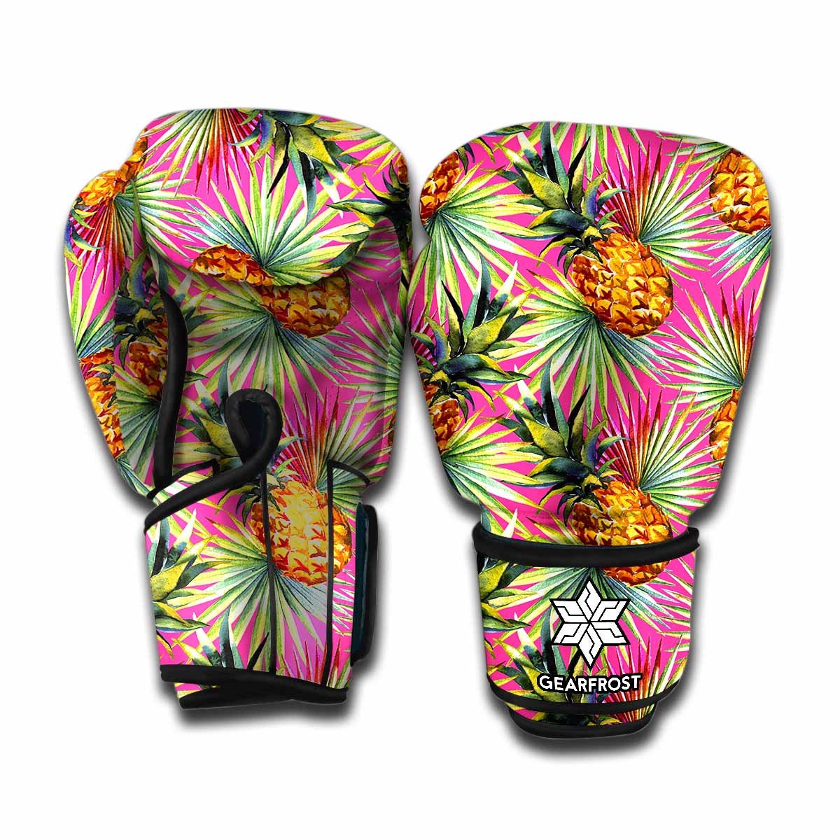 Pink Watercolor Pineapple Pattern Print Boxing Gloves