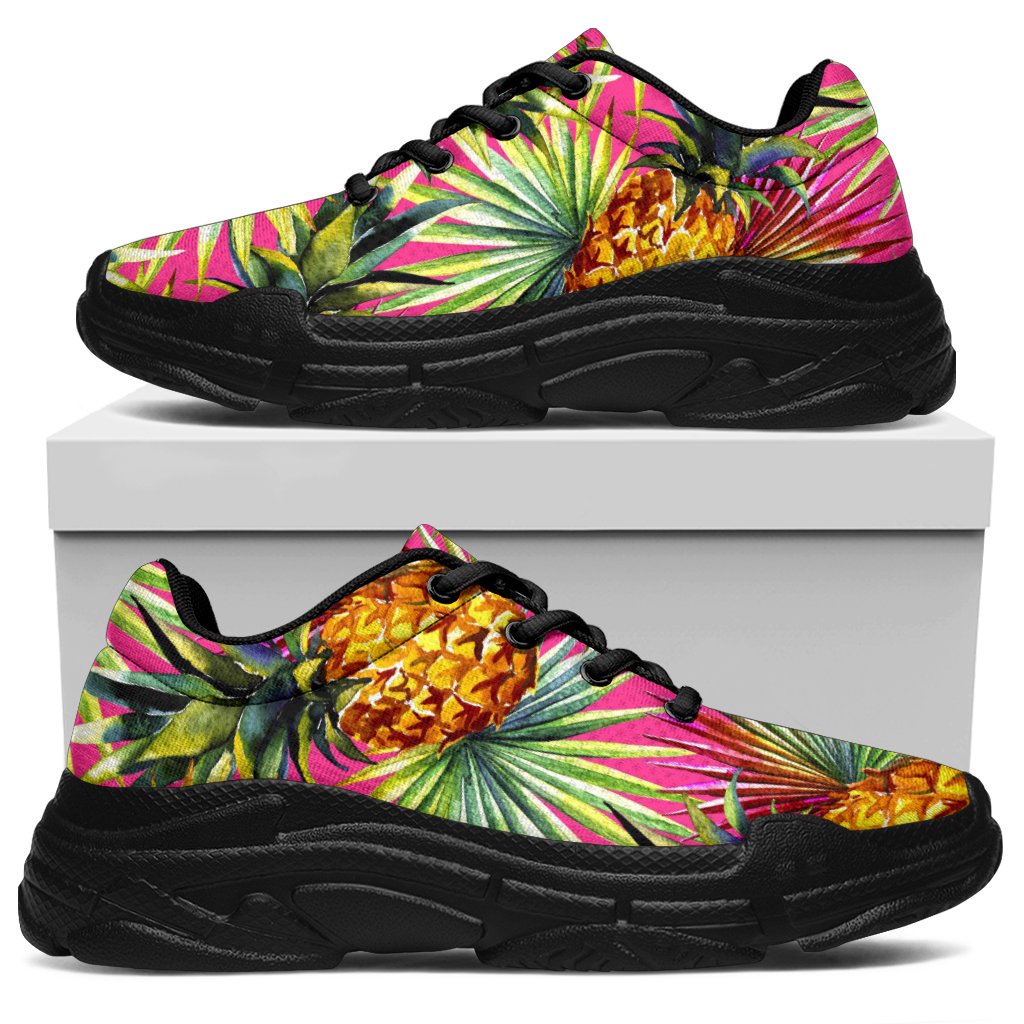 Pink Watercolor Pineapple Pattern Print Chunky Sneakers