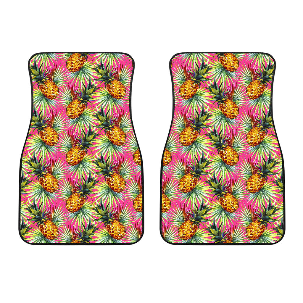 Pink Watercolor Pineapple Pattern Print Front Car Floor Mats