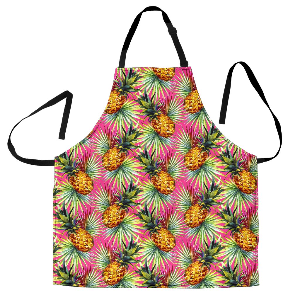 Pink Watercolor Pineapple Pattern Print Men's Apron