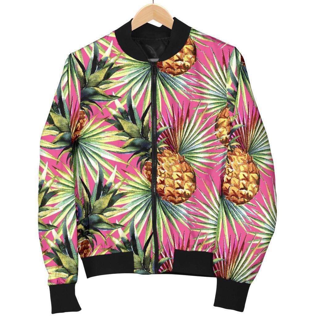 Pink Watercolor Pineapple Pattern Print Men's Bomber Jacket