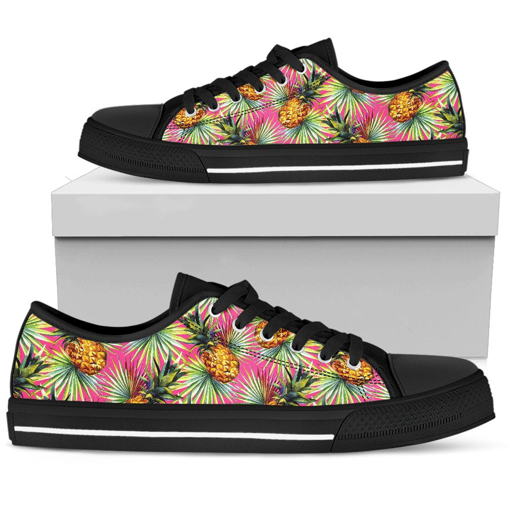 Pink Watercolor Pineapple Pattern Print Men's Low Top Shoes