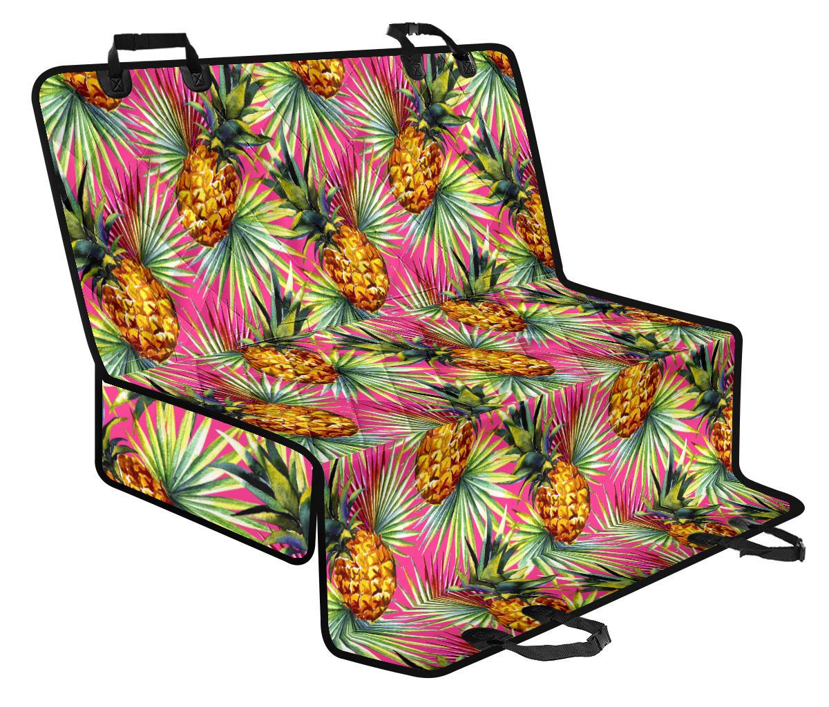 Pink Watercolor Pineapple Pattern Print Pet Car Back Seat Cover