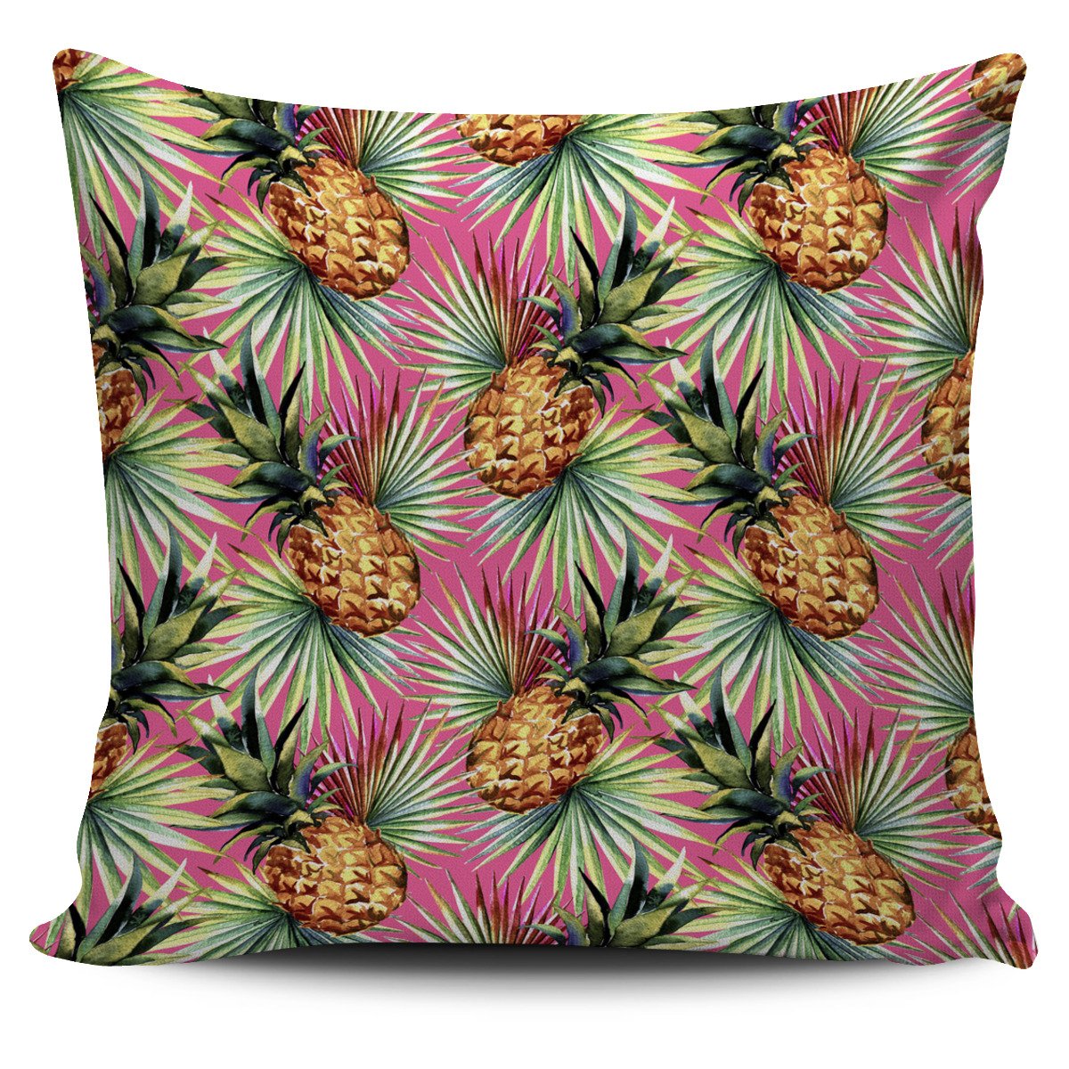 Pink Watercolor Pineapple Pattern Print Pillow Cover