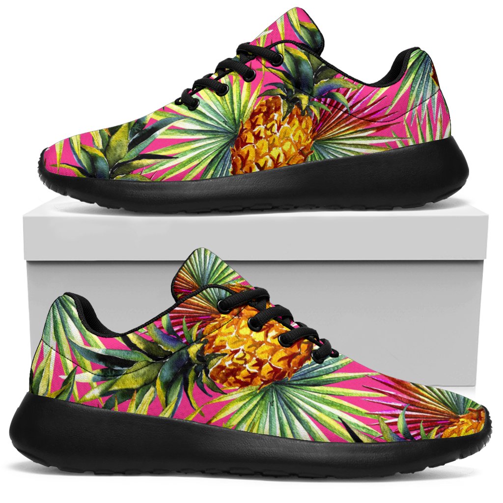 Pink Watercolor Pineapple Pattern Print Sport Sneakers