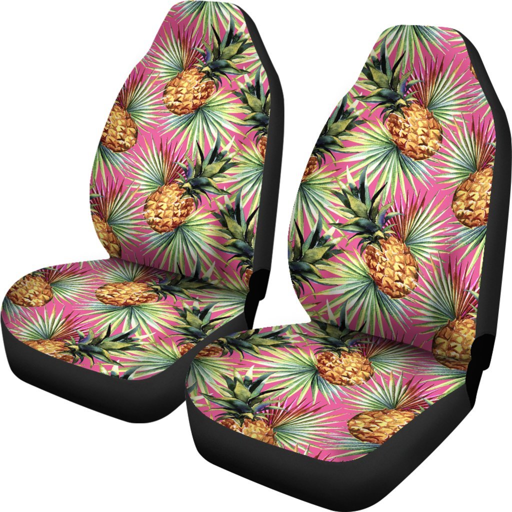 Pink Watercolor Pineapple Pattern Print Universal Fit Car Seat Covers