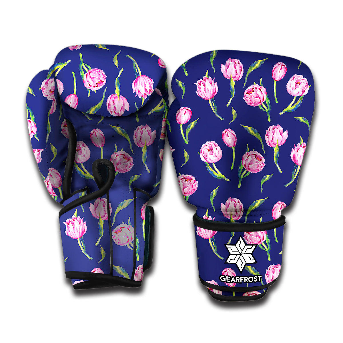 Pink Watercolor Tulip Flower Print Boxing Gloves