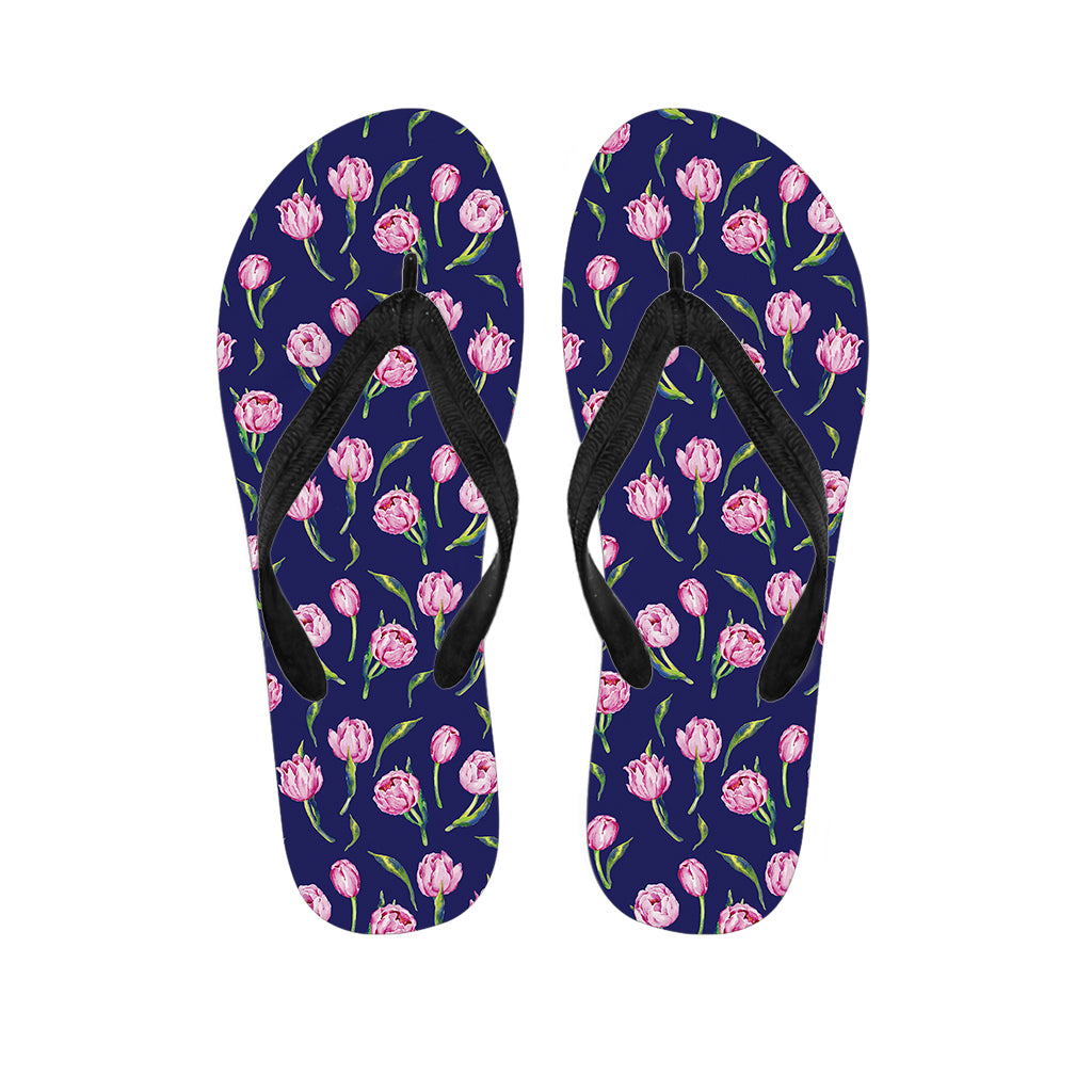 Pink Watercolor Tulip Flower Print Flip Flops