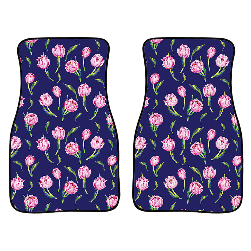 Pink Watercolor Tulip Flower Print Front Car Floor Mats