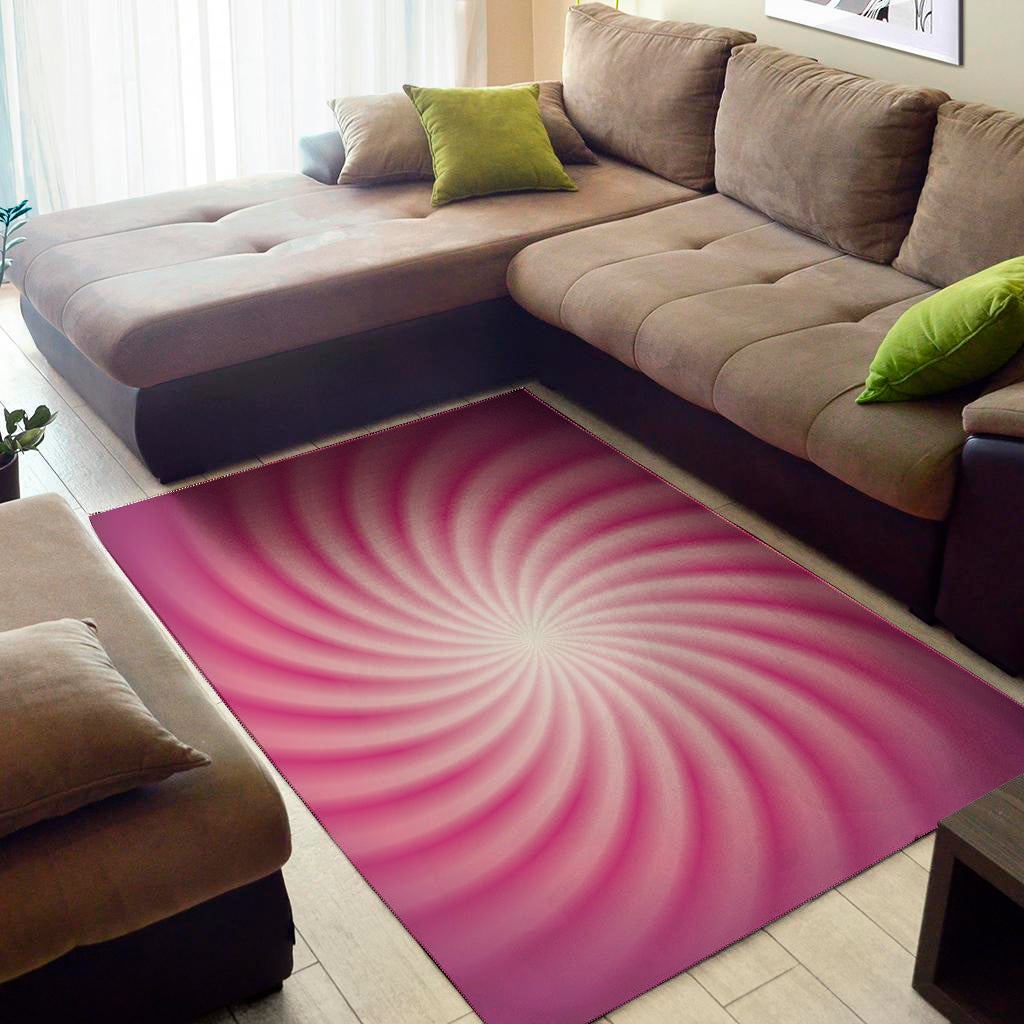 Pink Whirlpool Spiral Print Area Rug