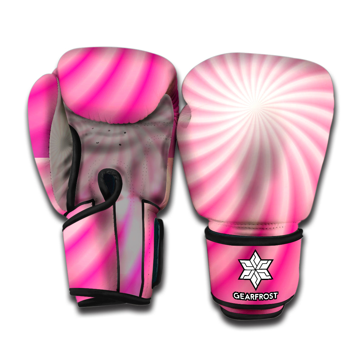 Pink Whirlpool Spiral Print Boxing Gloves