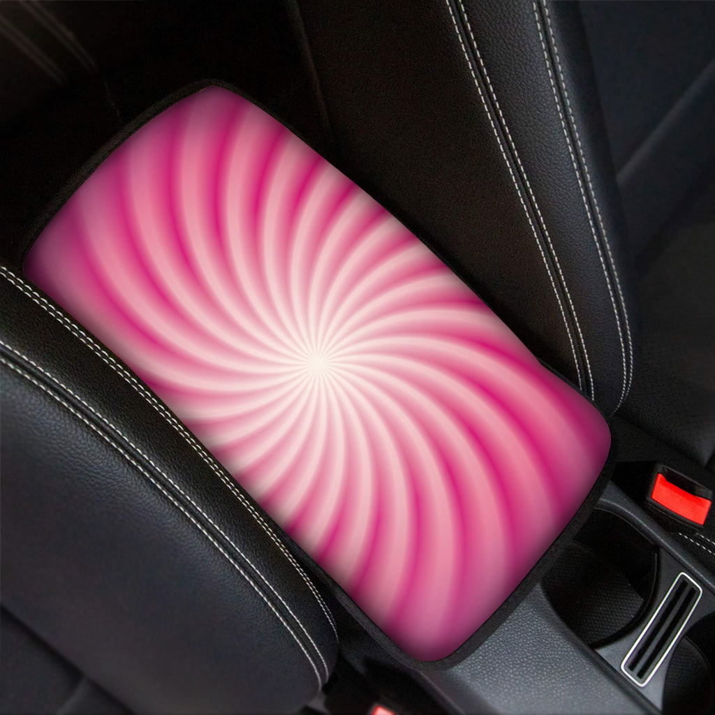 Pink Whirlpool Spiral Print Car Center Console Cover