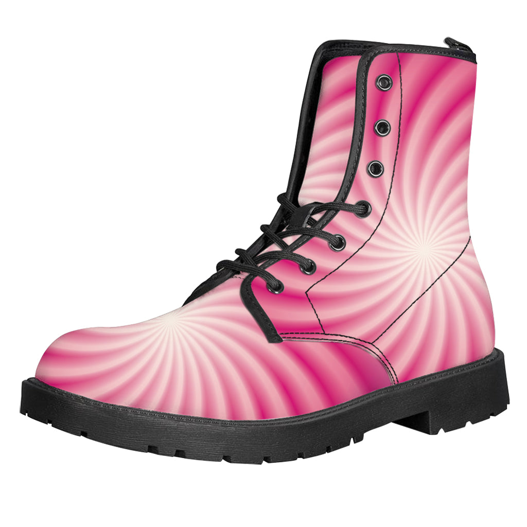 Pink Whirlpool Spiral Print Leather Boots