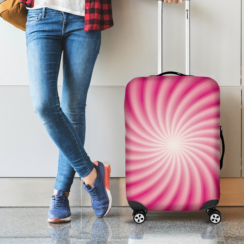 Pink Whirlpool Spiral Print Luggage Cover