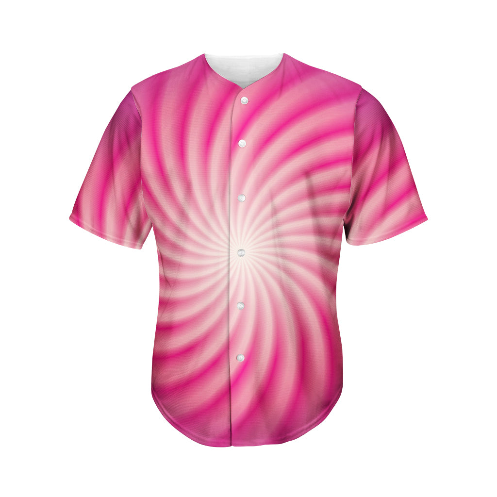 Pink Whirlpool Spiral Print Men's Baseball Jersey