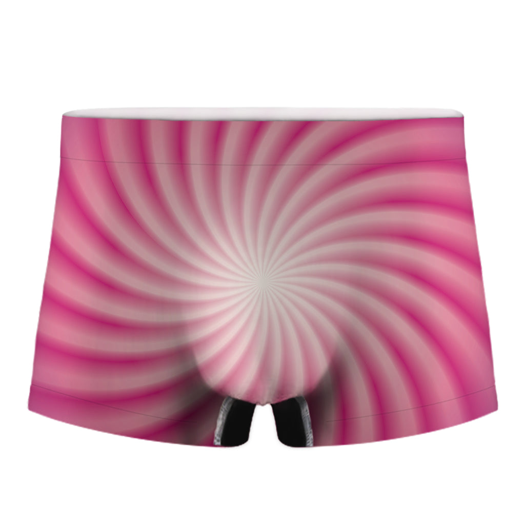 Pink Whirlpool Spiral Print Men's Boxer Briefs