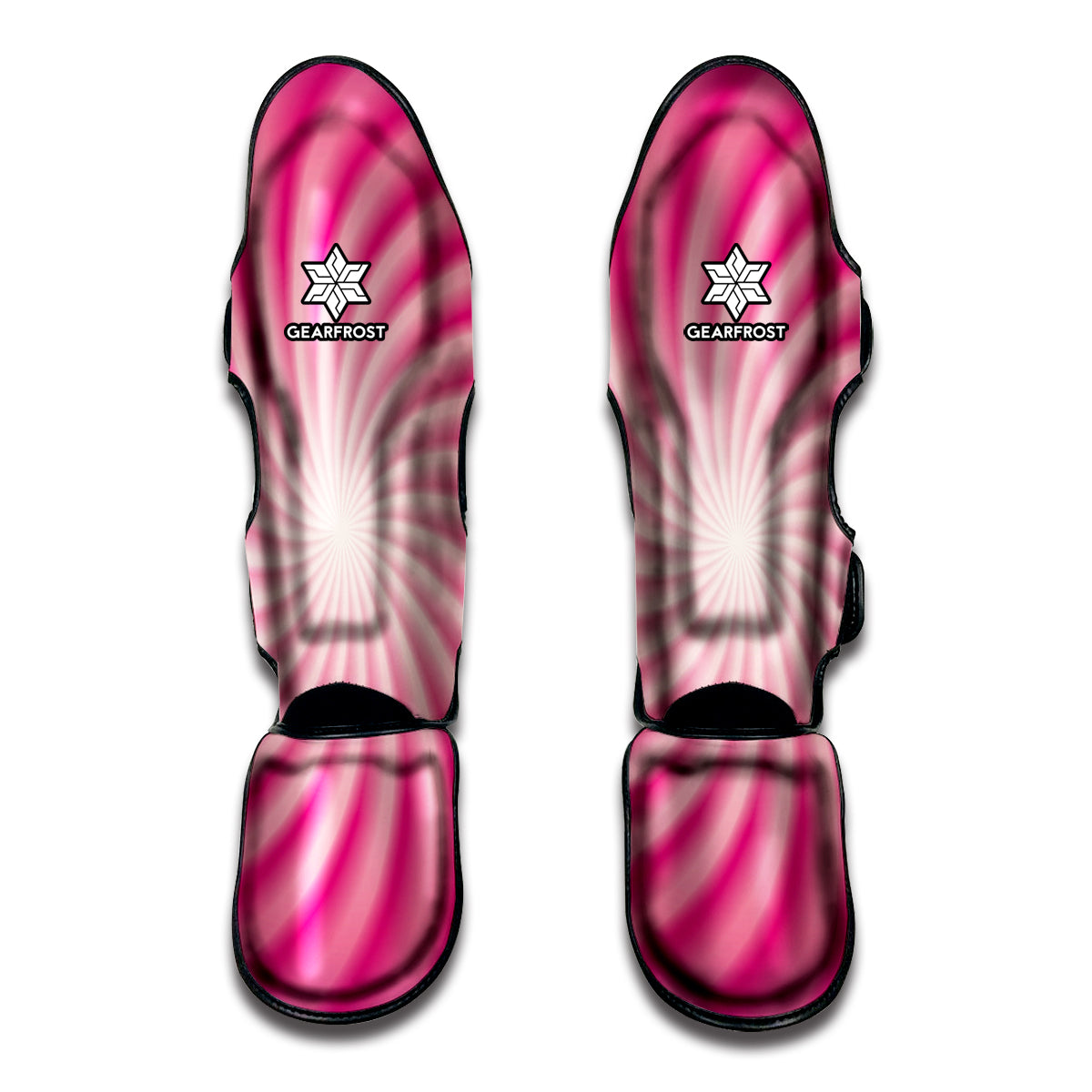 Pink Whirlpool Spiral Print Muay Thai Shin Guards